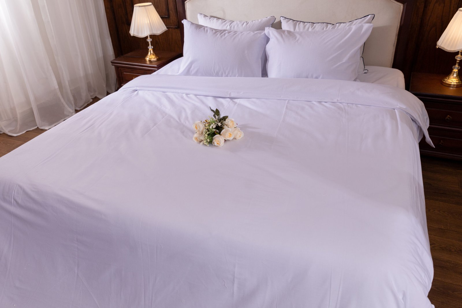 Serenity cotton duvet cover set neatly displayed on bed – 3 pcs